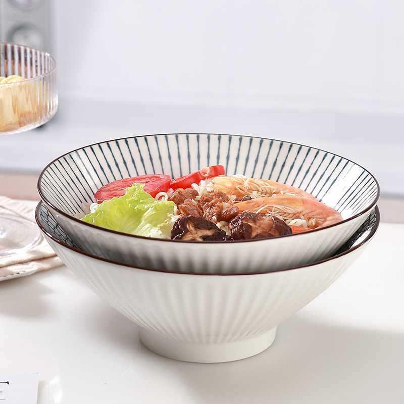 孟垣4彩只装8用英寸日式印花斗笠拉面碗陶瓷LKQ大号汤釉下家吃面