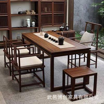 新式实木无品牌/长中条法桌老木书桌书桌办公室书房榆电脑桌写字