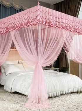 蚊帐结婚家红色宫廷床帐落地婚房床幔加用密三开门主公床KFD帐子