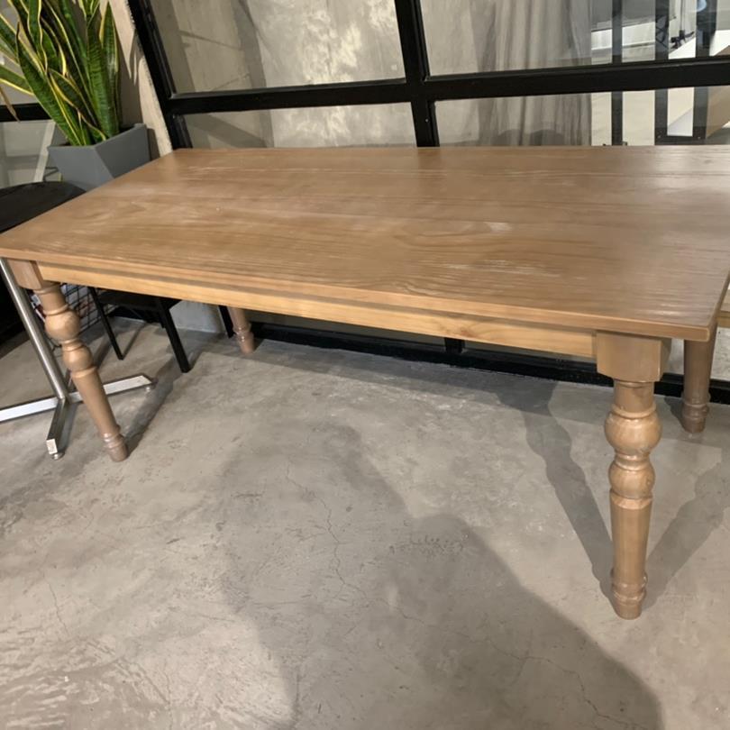 美式桌组合实木桌子复欧古做旧拉丝松木餐AUN餐桌法式餐厅简长式