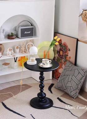 圆复古沙床发边几客厅茶几边柜创意简约黑色小户LLE型小铁艺头柜