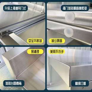 304加厚不锈钢台厨房推拉门操作台打荷台家用商用收纳储物