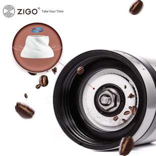 Zigo不锈钢手磨机咖啡豆研磨器手动磨粉机小型家用手摇磨豆机便携