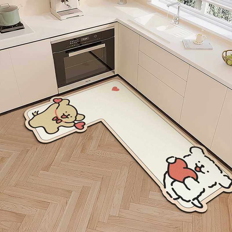 卡通修狗L型硅藻泥防滑防污垫家用厨房吸水吸油脚垫浴室耐脏门垫,居家布艺,厨房地垫,淘宝优惠券,粉丝福利购,淘宝优惠卷