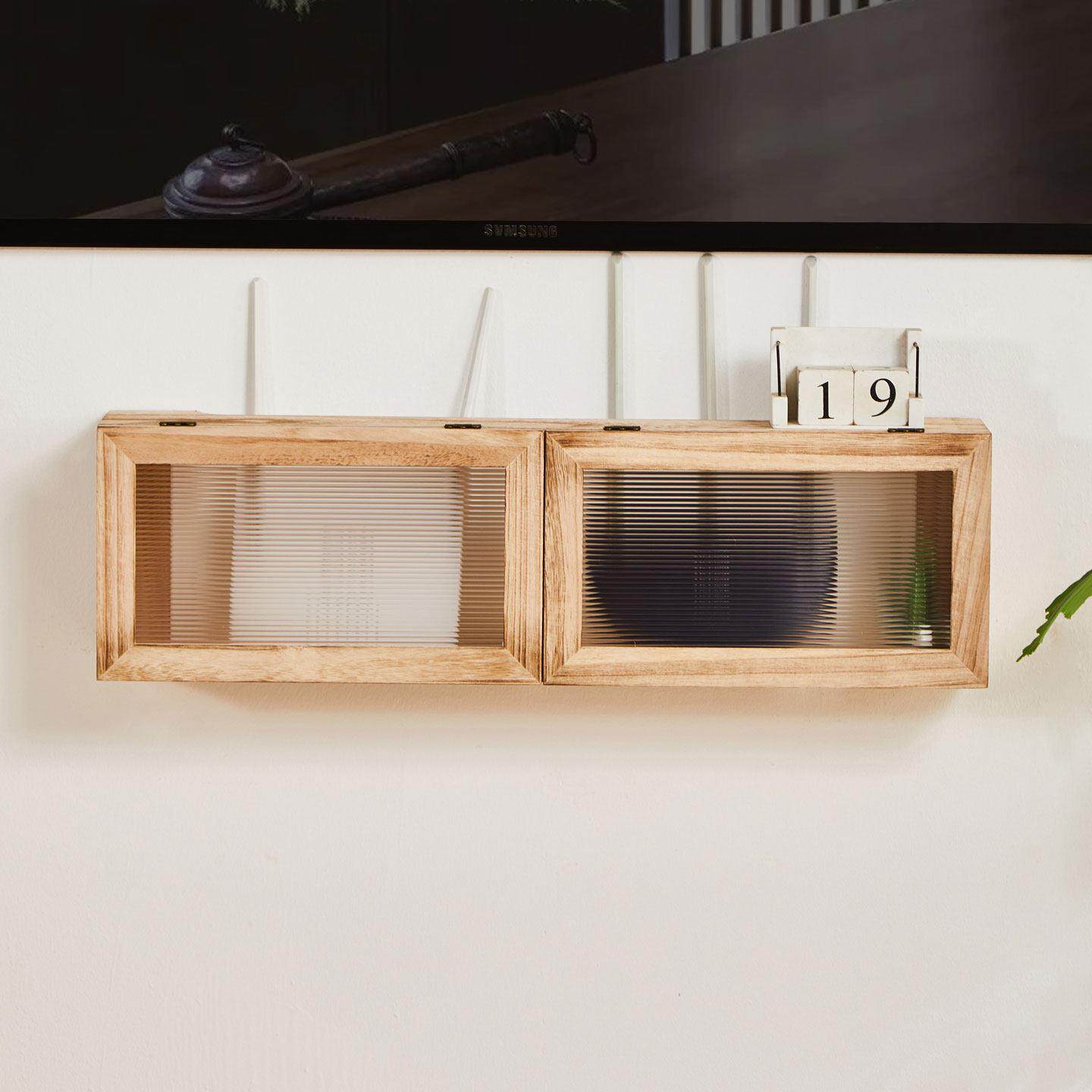 实木wifi路由器收纳盒挂墙防尘电视柜光猫机顶盒置物架遮挡装饰盒