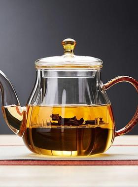 绿昌明玻璃茶壶单壶耐高温中式家用泡茶器红茶过滤加厚功夫茶具