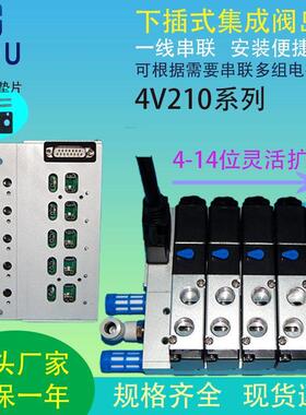 BEFU气动电磁阀3F下插式集成阀岛总线 线阀板4V210-08汇流板阀组2