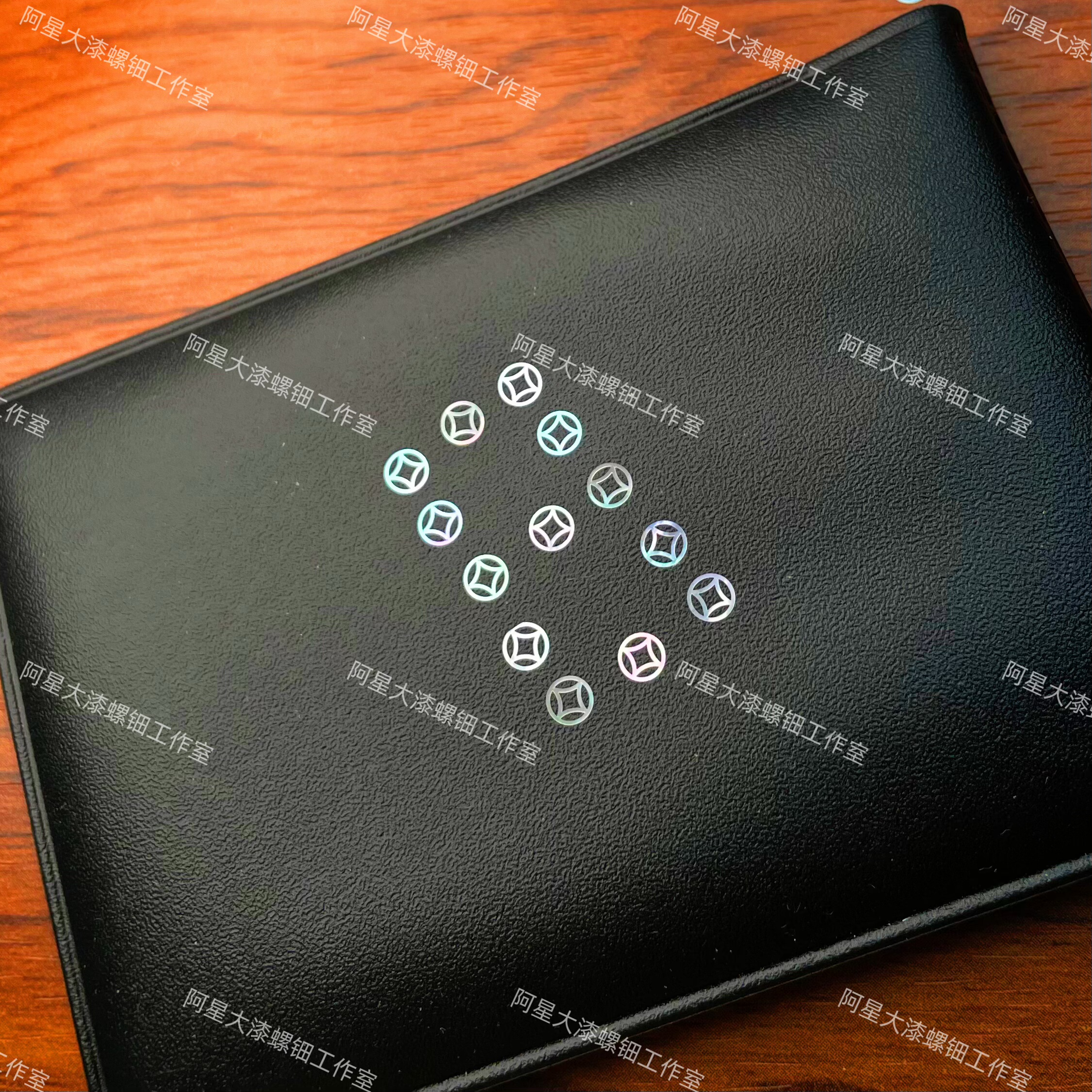 螺钿花铜钱纹夜光贝漆画大漆漆器