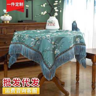 桌布 跨境绸缎布料长方形圆桌茶几桌垫高精密餐桌垫新中式 代发