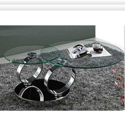 外贸出口不锈钢钢化玻璃方圆茶几时尚伸缩功能咖啡桌coffee table