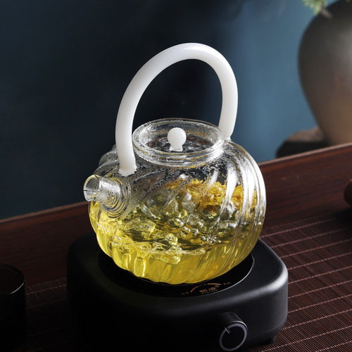 髙硼硅玻璃户外煮茶壶便携式旅行手工家用过滤大容量蒸汽蒸煮小型