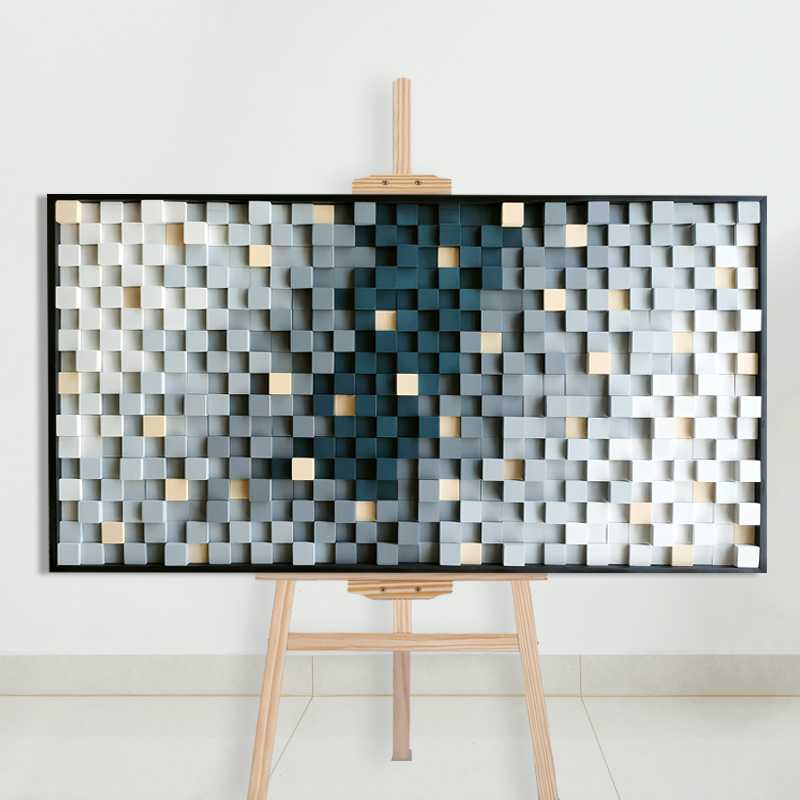 实木马赛克客厅装饰画立体手工木头装置画背景墙抽象玄关挂画壁画