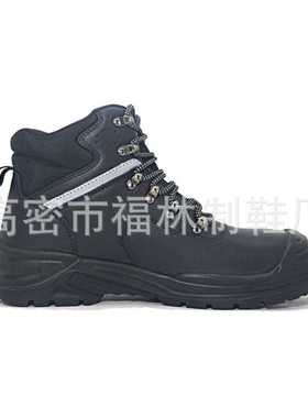 安全鞋中帮移膜皮防水耐油油田靴防砸耐磨双密度PU Safety boots
