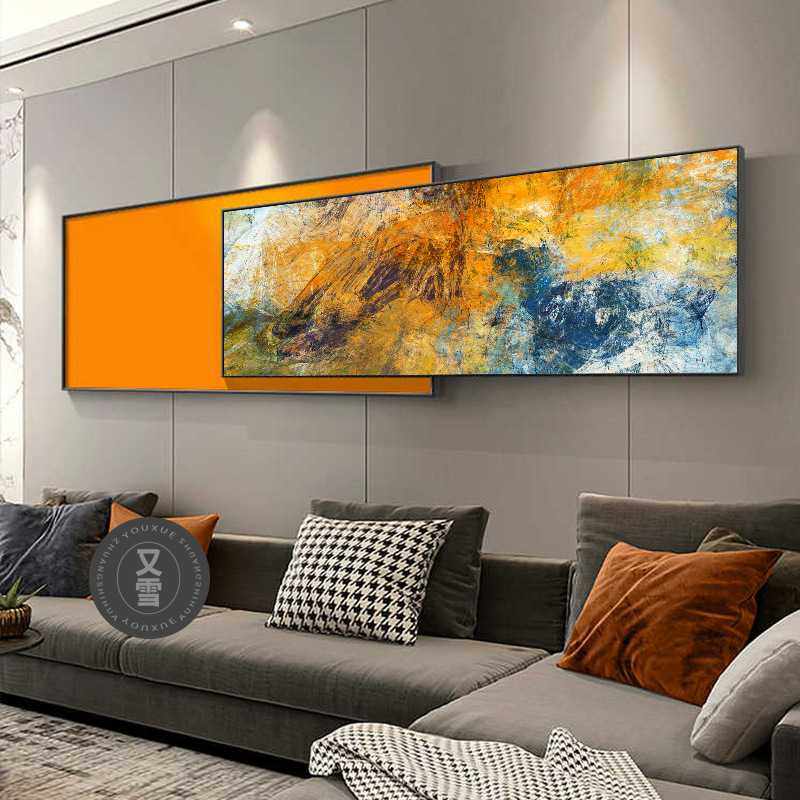 轻奢客厅叠加装饰画沙发背景墙挂画抽象北欧现代大气卧室床头壁画