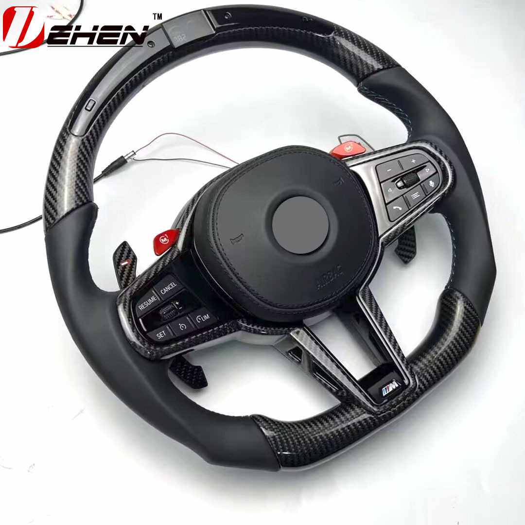 适用于宝马5678系X1X2X3X4X5X6X7改装升级CS碳纤维LED平底方向盘