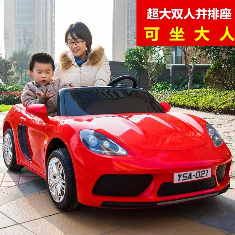 超大亲子双座儿童电动汽车四轮遥控可坐大人宝宝玩具车保时捷童车
