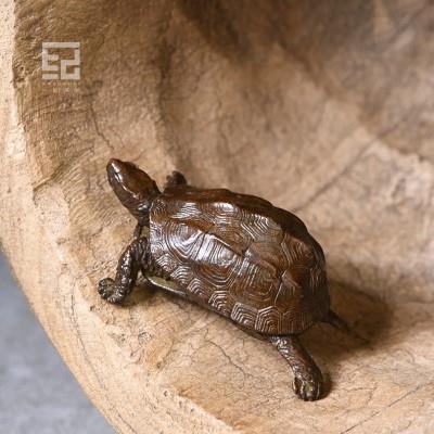 一纪手工金钱铜乌龟茶宠创意复古小摆件可养精品茶玩禅意茶道配件