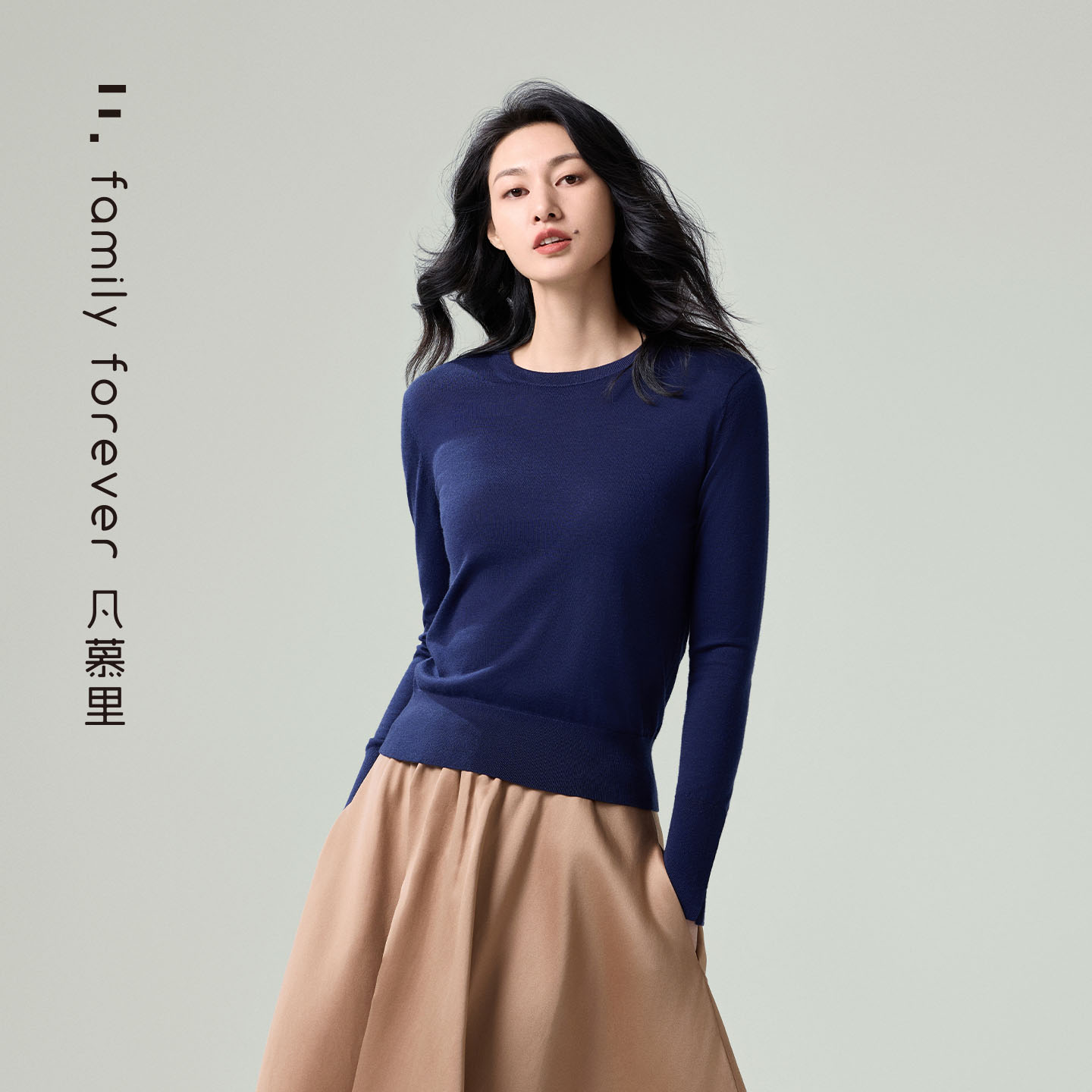 【意大利超细精纺羊绒】女士18针圆领针织衫