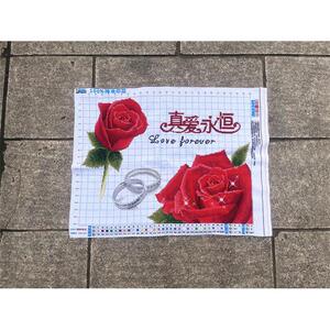 纯手工十字绣成品真爱永恒玫瑰花戒指结婚送礼爱情客厅卧室包邮