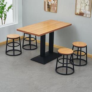 快餐店餐桌椅组合奶茶烧烤早餐食堂商用餐饮面馆小吃店桌子实木