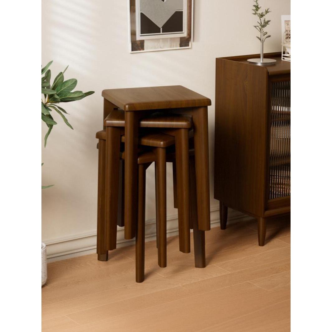 实木方凳客厅家用覆古凳子可叠放餐桌凳圆凳结实耐用矮凳木头板凳