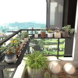 阳台悬挂花架栏杆置物架防锈挂花架窗台悬空花盆架玻璃挂架窗沿架