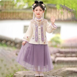 2026女童汉服中国风儿童马面裙新中式超仙古装可爱表演服套装宽松