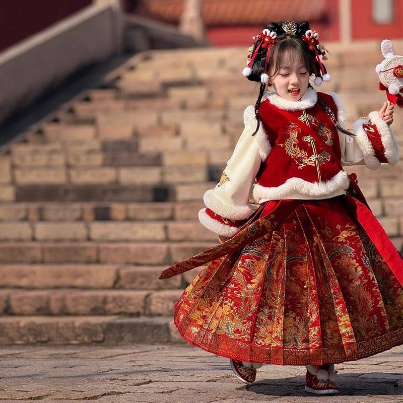 女童马面裙唐装秋冬新款儿童冬季连衣裙子国风要在宝宝汉服拜年服,童装/婴儿装/亲子装,汉服,淘宝优惠券,粉丝福利购,淘宝优惠卷
