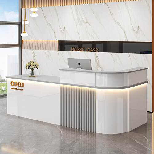 收银台吧台公司前台烤漆圆弧转角接待台美容养生物业汽修培训柜台