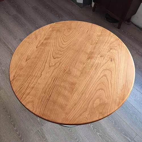 实木圆桌面樱桃木家用小户型餐桌北欧简约圆形桌子台面板原木定制