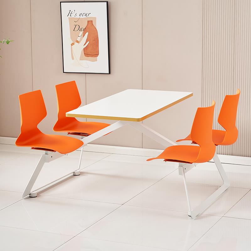 公司员工食堂餐桌椅学校餐厅饭堂连体4人位桌子快餐商用简约餐桌