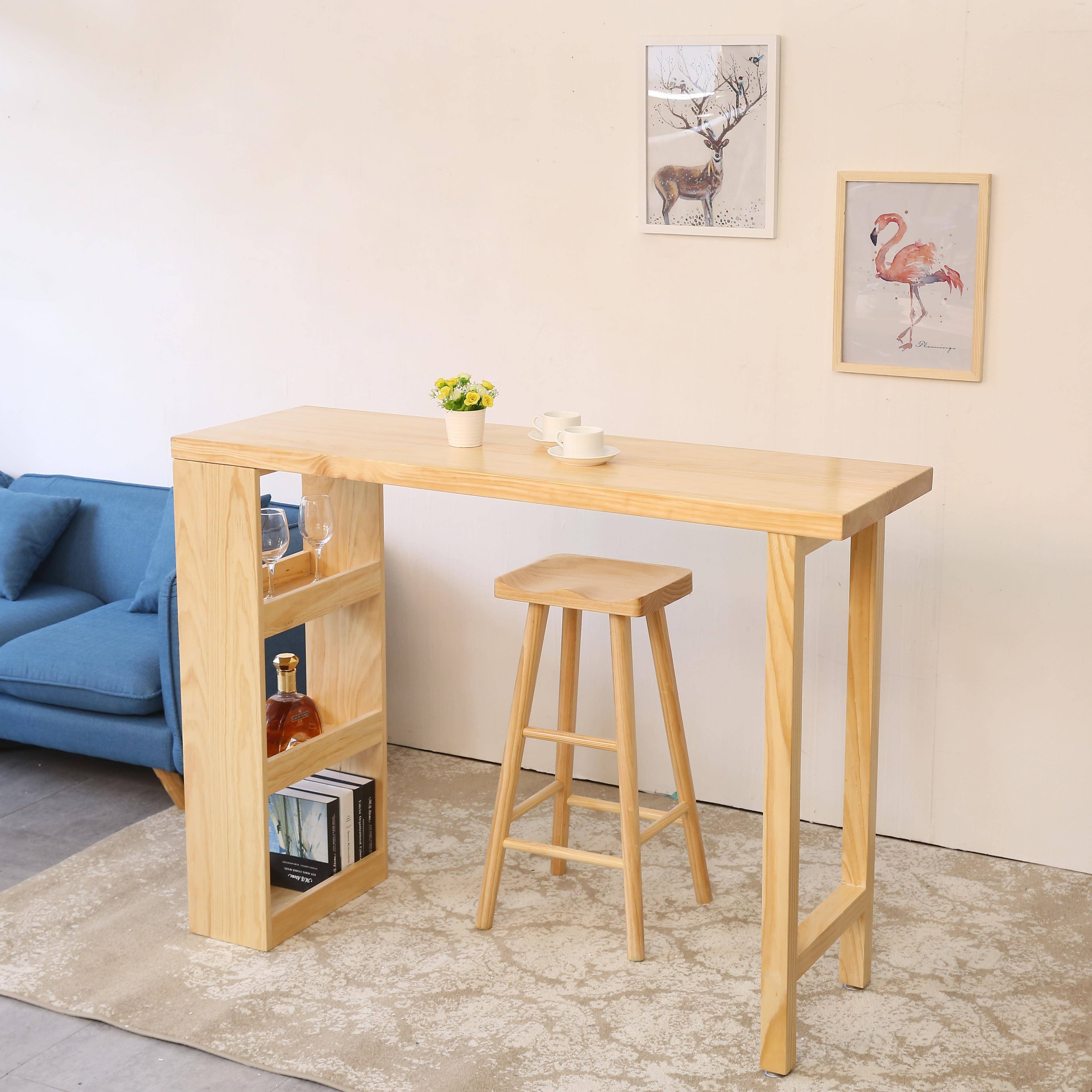 北欧吧台桌实木吧台现代简约隔断柜家用客厅时尚休闲小吧桌椅组合
