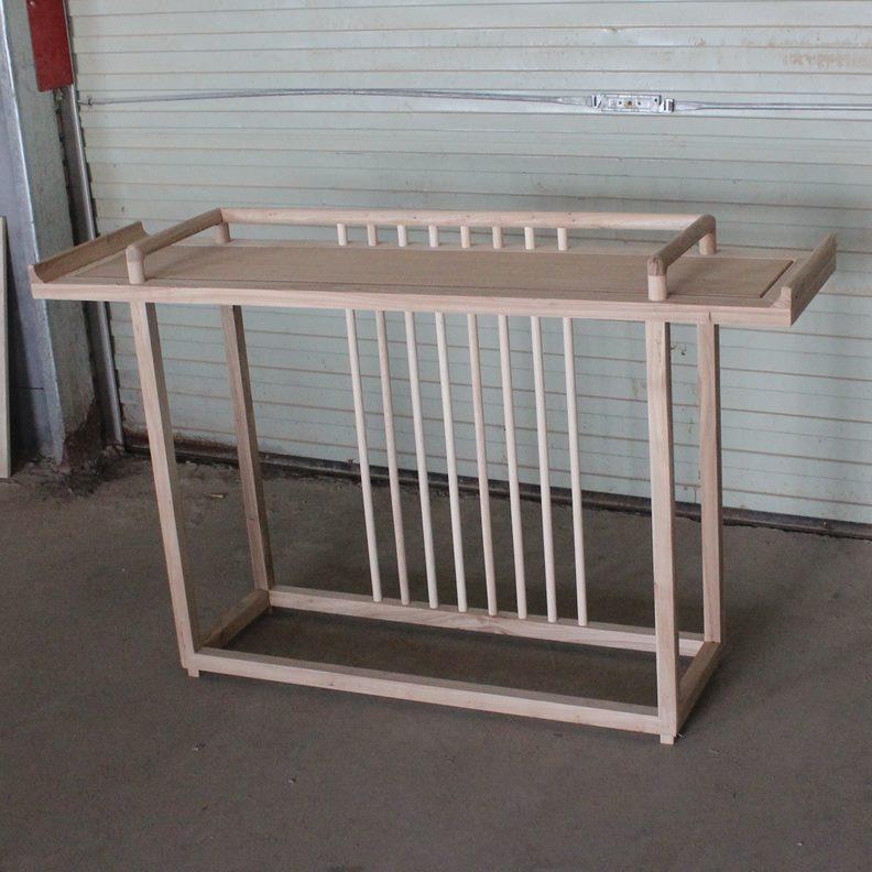 免漆白白老榆木台靠方玄关桌白新中式家具坯实木家具北墙茬胚条案