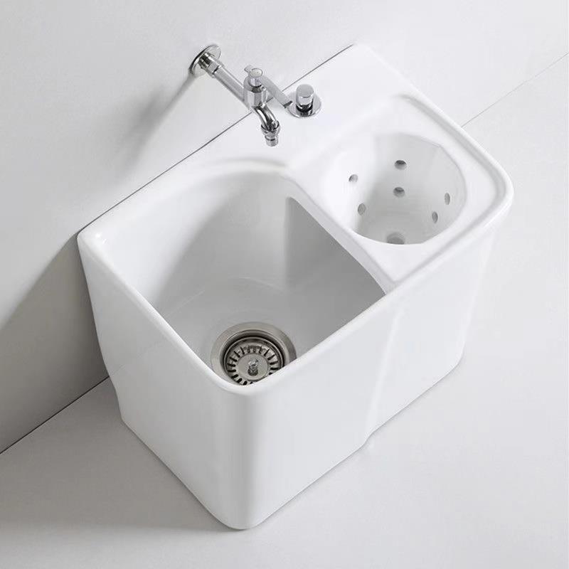 阳台拖把池洗拖布池大号地盆侧排墩布池带脚沥水篮卫生间下水陶瓷