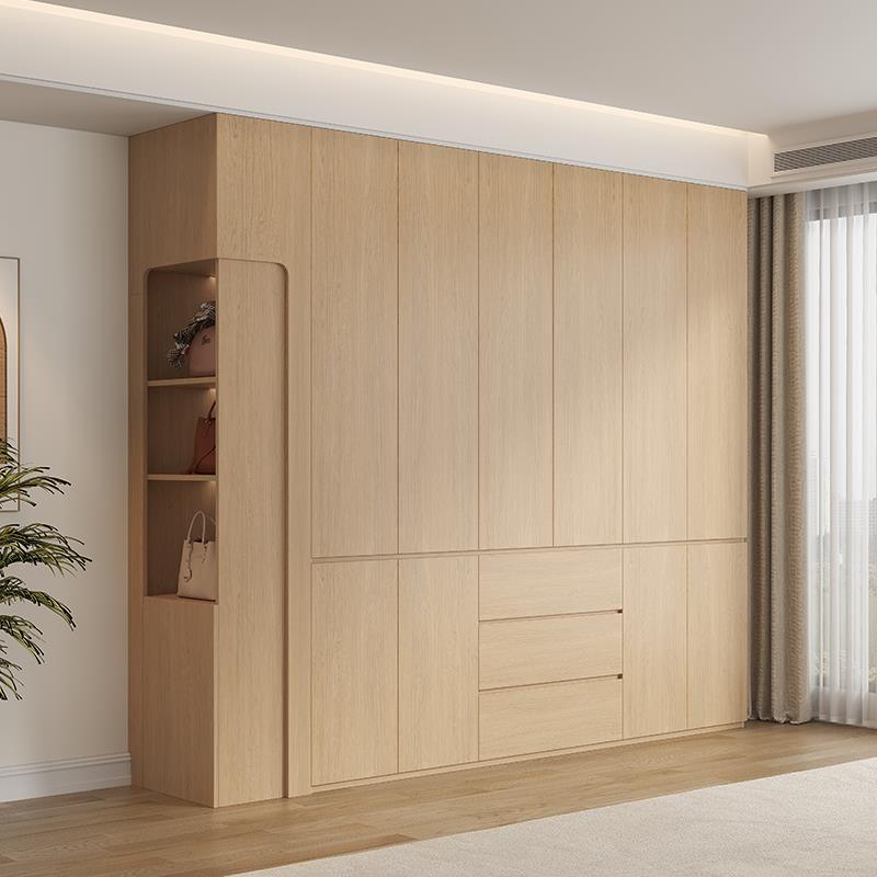 新款免拉手ENF级衣柜实木定制到顶分段式卧室家用现代简约大衣橱