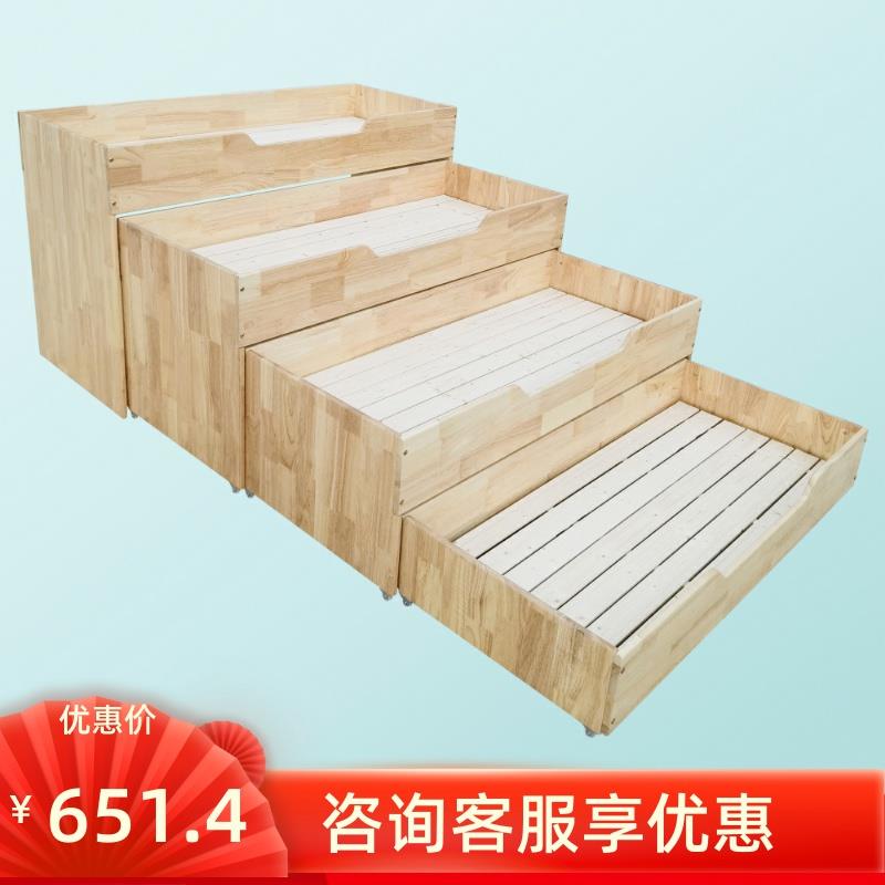 幼儿园推拉床多层实木床儿童三层四层午睡床橡木抽屉床上下高低床