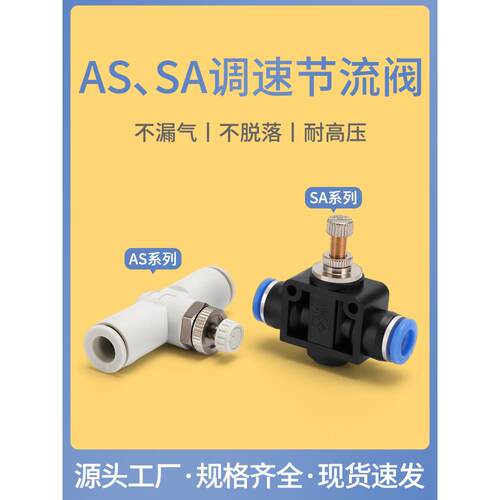 节流阀SA4/6/8/12气动可调气管调节气压调速截流调压微型 AS1001F
