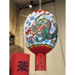 中式传统民俗风覆古布艺龙虎灯笼广告印刷商业空间美陈餐饮灯定制