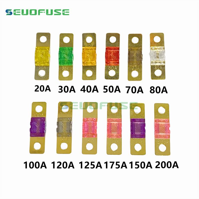 小平插ANS保险片圆孔20A30A40A50A60A-200A汽车保险丝螺栓式盒座