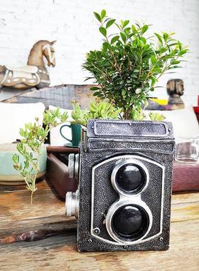 新款复古照机树造型树脂花20210001盆家相居创意摆件栽脂工艺盆品