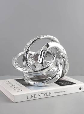 新中式创房0129意铸铁黑色样缠绕球件板售楼部卧室书房摆桌面软装