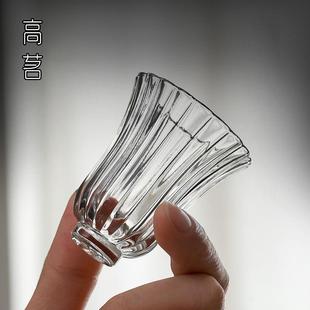 玻璃茶具品茗杯单杯小杯子女士主人杯迷你日式小号花瓣功夫茶茶杯