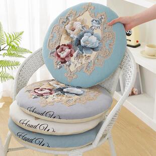 雪尼尔圆形坐垫加厚可拆洗藤椅垫子圆凳子椅子垫纯色防滑可坐地