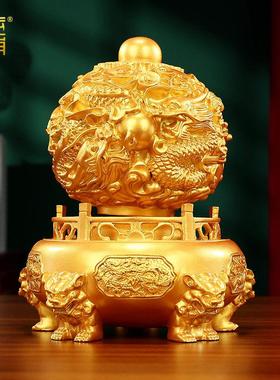 黄铜九转乾坤鼎摆件中式家居玄关办公室装饰品摆设开业乔迁礼品