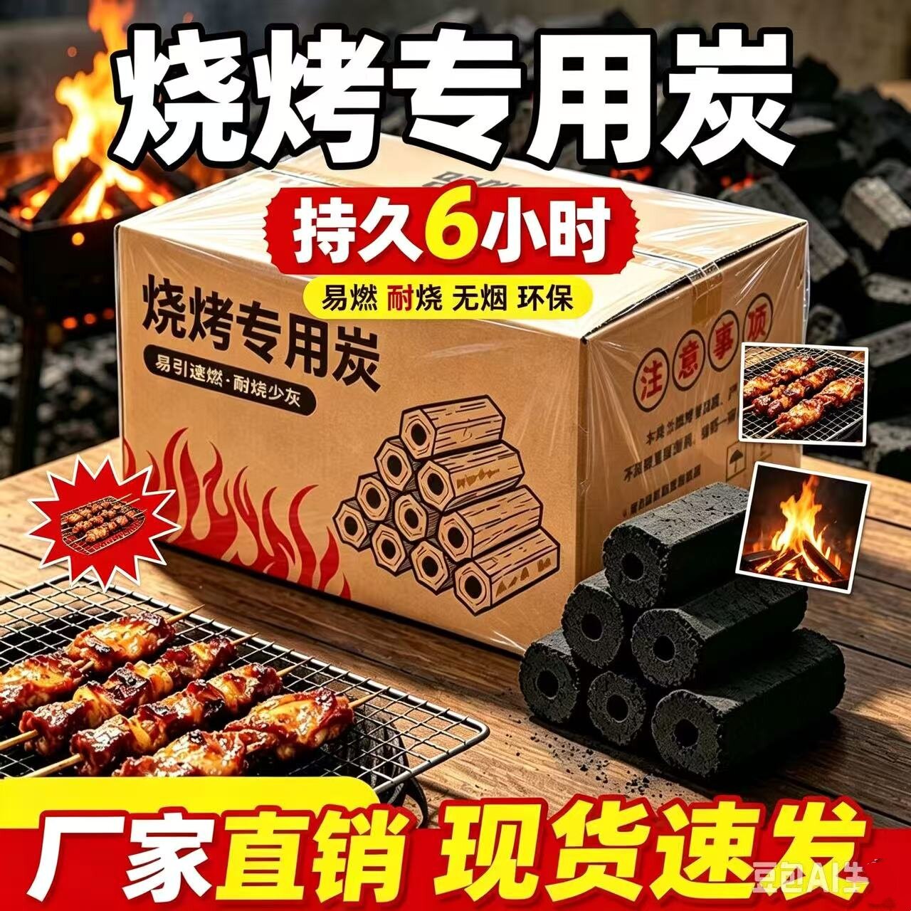 烧烤碳家用速燃果木炭机