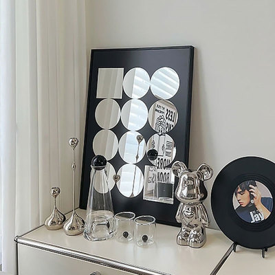 客厅装饰画镜子画艺术抽象玄关柜上小尺寸摆画卧室床头Yins风挂画