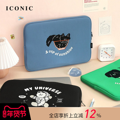 韩国ICONIC COCO动物卡通刺绣图案15寸笔记本电脑收纳内胆包中包缓冲内衬加固结构适配macbookpro16寸