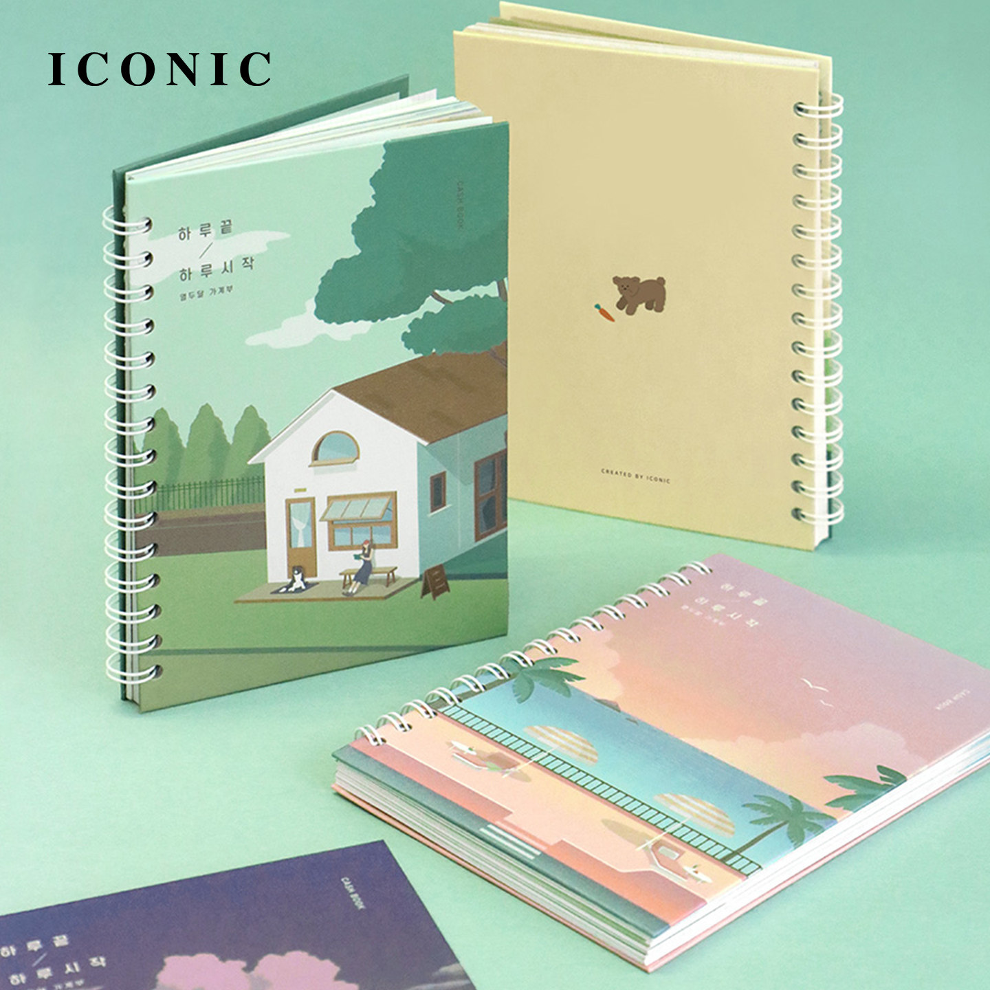 韩国ICONIC END-AND插画印花主题封面线圈记账手帐笔记本自填日期12个月A5尺寸家庭财务管理进口原纸