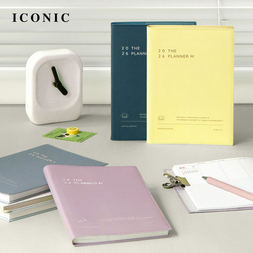 【2026年】韩国ICONIC THE PLANNER M周计划手帐A5仿皮封面日程管理笔记本记事本学生白领横式布局