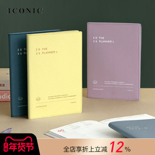 【2026年】韩国ICONIC THE PLANNER L月记型手帐A5日程管理笔记本记事本方格内页150g加厚不易透墨学生商务